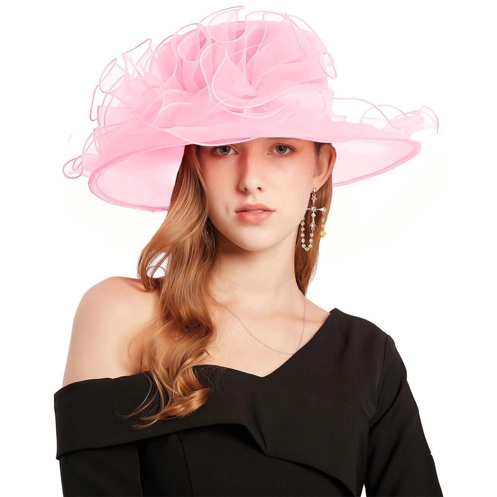 6774 Women’s Organza Church Tea Party Wedding Fascinator Hat Uv-anti Wide
